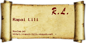 Rapai Lili névjegykártya